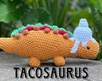 Tacosaurus Supreme/Dinosaure au crochet/Taco Dino/Peluche au crochet/Dinosaure