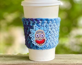 Wubba Lubba Brew/Café au crochet confortable/Fan Art/Cadeau pour lui/Cadeau pour elle/Café au crochet avec appliqué en feutre geektastic/Cadeau pour la fête des pères