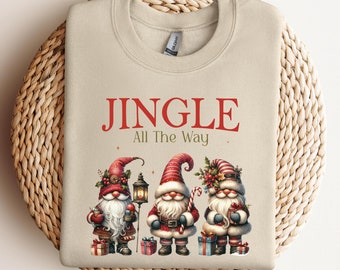 Jingle All way God Jul-tröja Julklappströja Jultomten Julklapp för henne Rundkrage, Rolig Julklapp