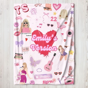 Personalized Name Blanket Tay Soft Plush Blanket Cute Pop Singer Soft & Cozy Blanket for Era Version Fan Perfect Gift for the Holiday Season