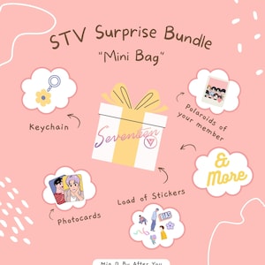 Bolsa sorpresa de tamaño pequeño de Seventeen STV, bolsa de regalo personalizada con merchandising, bolsa de regalos, marcadores, llaveros, pegatinas, tarjetas fotográficas, fotos y mucho más.