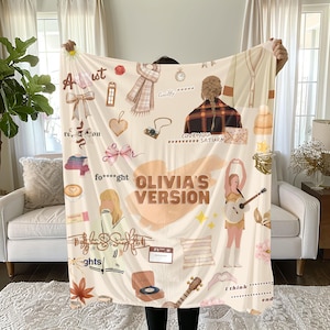 Personalized Name Blanket Tay Soft Plush Blanket Brown Theme Soft & Cozy Blanket for Era Version Fan Perfect Gift for the Holiday Season