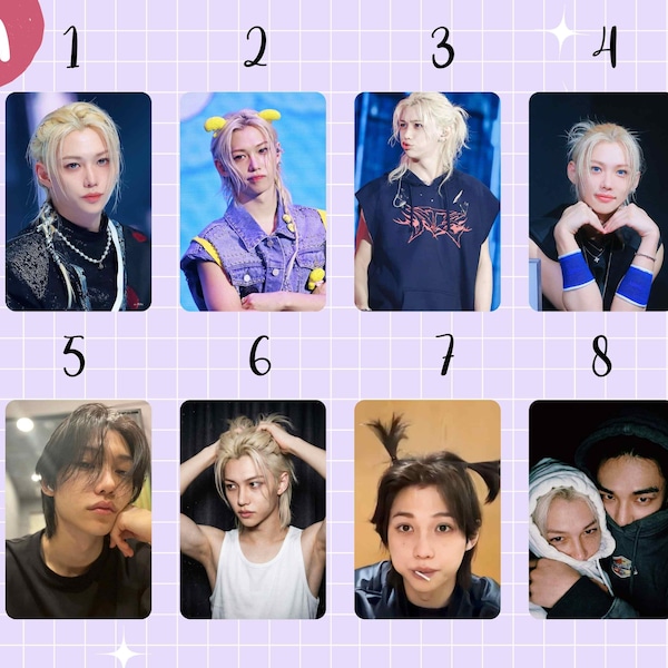 Felix Stray Kids Skzoo Photocards Set, Lee Know, Changbin, Hyunjin, Han, Bang Chan, Seungmin, I.N. Bias Pictures Kpop SKZ Fanmade