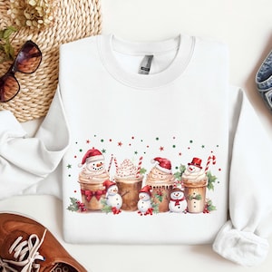Christmas Hot coco Drink Merry Xmas Sweatshirt, Vintage Christmas Retro Santa, perfect holiday clothing for women. Cozy Holliday season