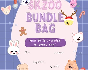 Skzoo Mini Doll Bundle bias Bag Custom Merch Gift Bag Goodie Bag Bookmarks Keychains, Stickers, Photocards, Photos,Mini Doll gift bag & More