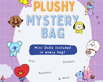 Plush bias Bag Custom Merch Gift Bag Goodie Bag Bookmarks Keychains, Stickers, Photocards, Photos, Mini Doll gift bag & More!