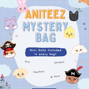 Borsa regalo personalizzata Aniteez Mystery, borsa regalo con gadget, segnalibri, portachiavi, adesivi, cartoline fotografiche, foto, borsa regalo per mini bambole e molto altro!