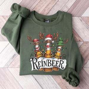 Reinbeer Drinker Christmas Shirt Sweatshirt Holiday Shirt Reindeer Santa Claus Merry Christmas Gift for her Crewneck Christmas Funny Xmas