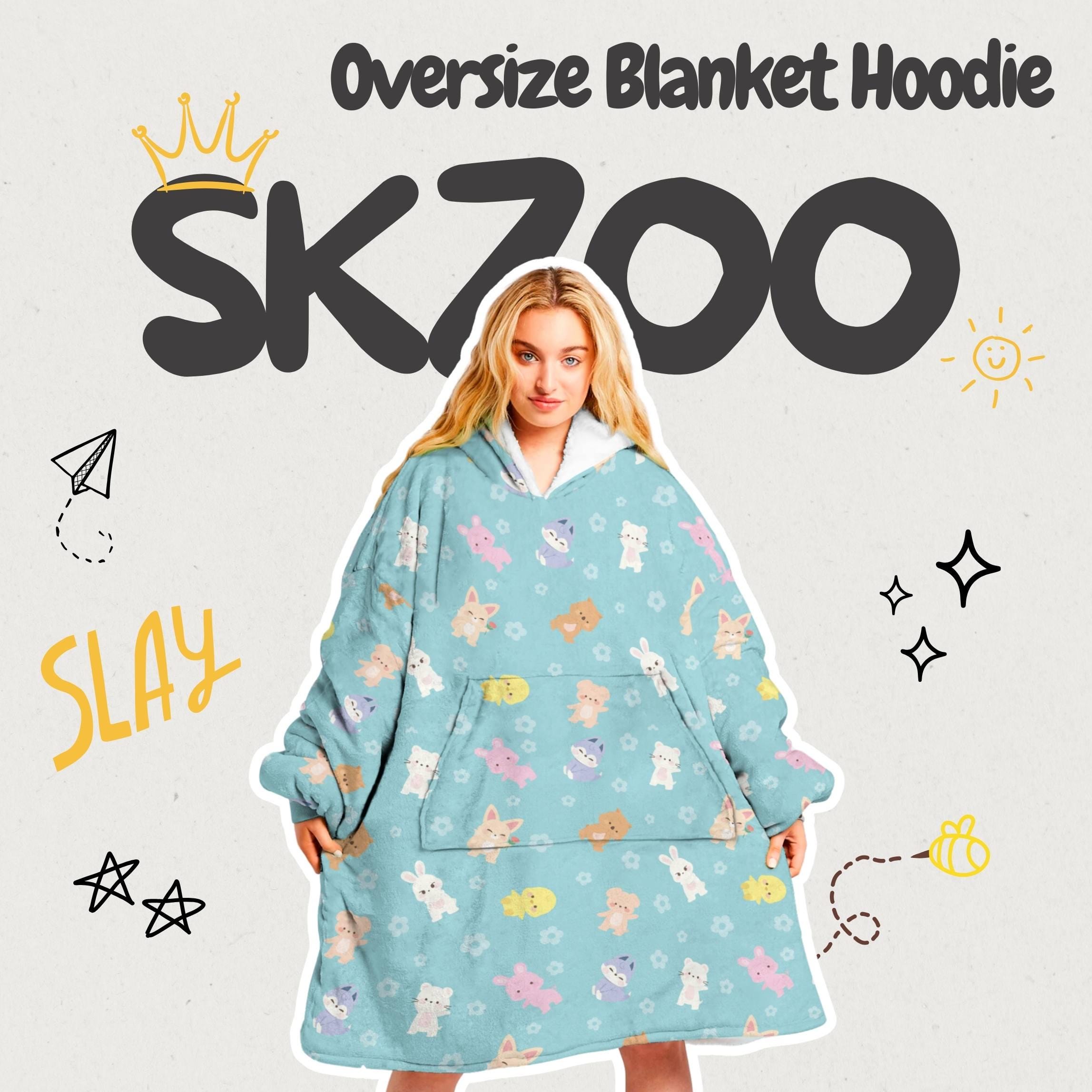 SKZOO Blanket Hoodie Soft Fleece Wearable Blanket Cute Stray