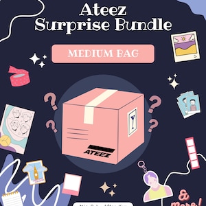 ATZ Mystery Medium Bias Bag Custom Merch Geschenktasche Goodie Bag Lesezeichen Schlüsselanhänger, Aufkleber, Fotokarten, Fotos, Mini Doll Geschenk-Tasche & mehr!