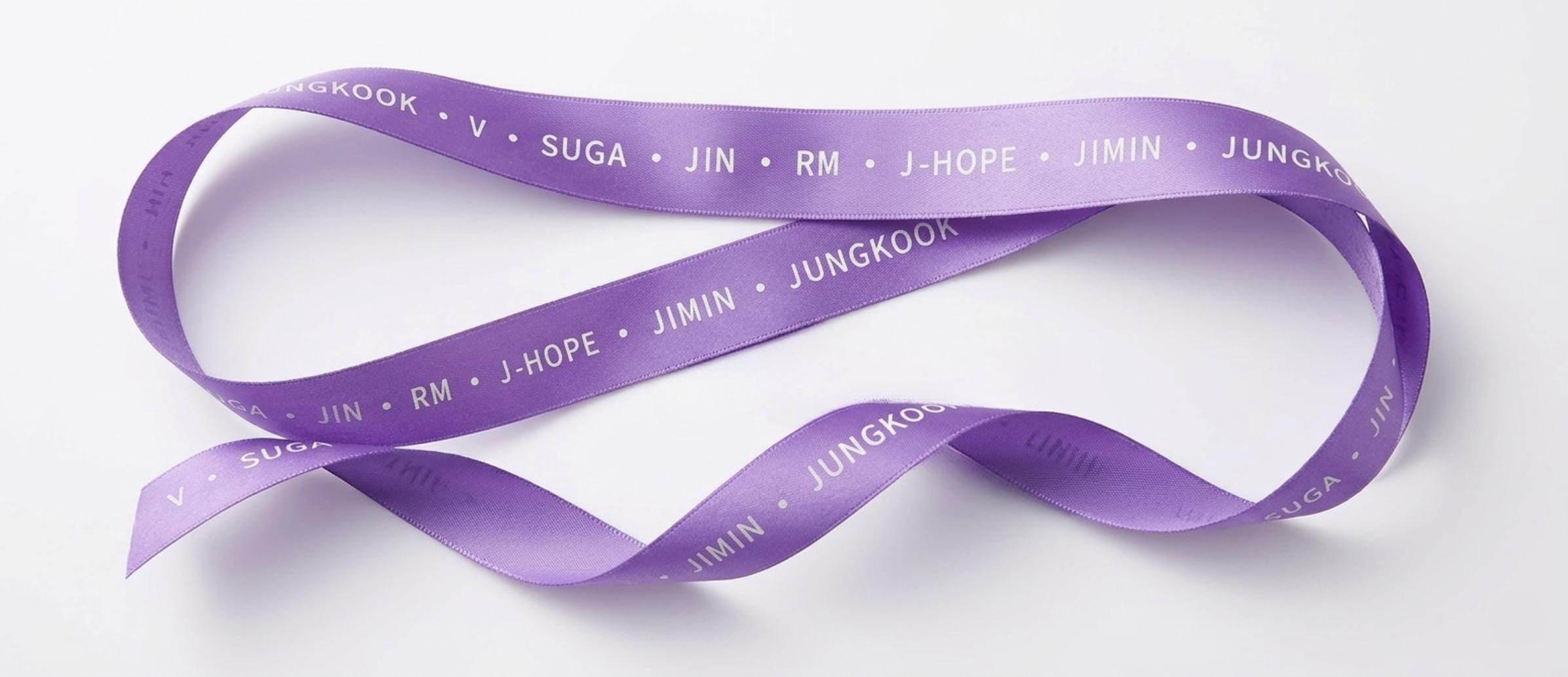 BTS Member Name Ribbon for ARMY Purple Bow for Lightstick, Kpop Arirang ...