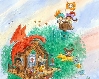 The Dragon Has Landed -  Treehouse - Art Print