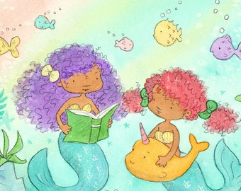 Mermaid Sisters - Art Print