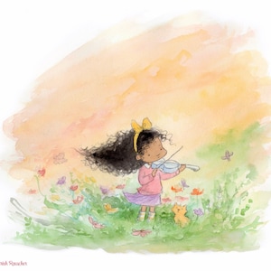 Wildflowers - Girl Playing Violin - Art Print