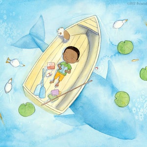 Oliver - African American Boy in Boat- Art Print