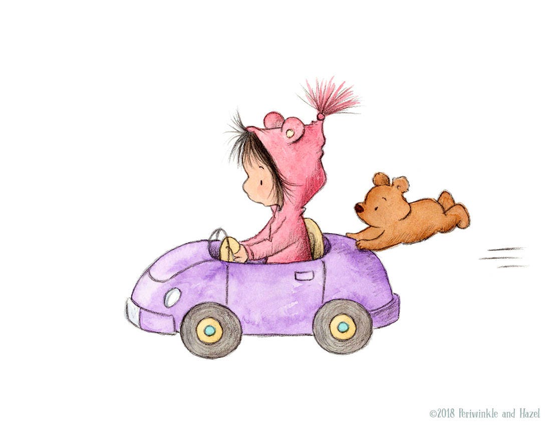 Hold On Toddler Baby Girl Driving Car Art Print Nursery - Etsy Hold On Toddler Baby Girl Driving Car Art Print Nursery - Etsy