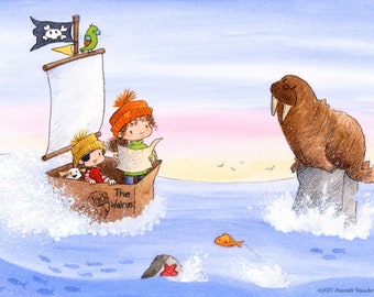 The Walrus - Brother and Sister on Pirate Ship - Art Print