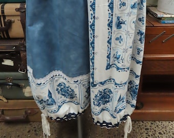 VINTAGE KITTY BLOOMERS.. Delft blue pattern.. vintage linens.. swans, ships, florals..   ooak shabby chic, Victorian boudior, 2xl plus size