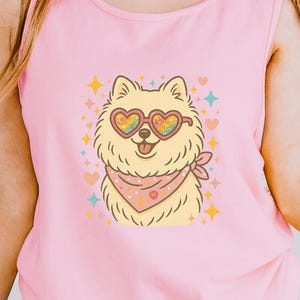 Cute Pomeranian Tank Top Comfort Colors® Kawaii Dog Shirt Heart Glasses Pom Shirt Funny Dog Lover Gift – Pastel Dog Mom Aesthetic Pom Shirt