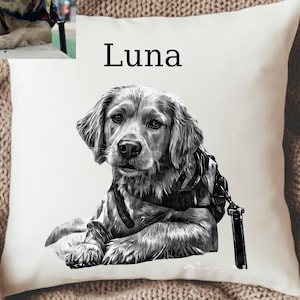 Custom Dog Pillow with Pet Photo and Name – Personalized Pet Pillow, Dog Memorial Gift, Pet Lover Gift, Dog Mom Pillow, Custom Pet Cushion