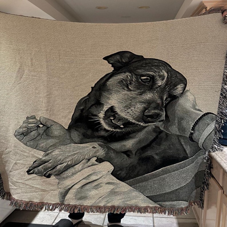 Personalized Pet Woven Blanket Custom Dog Photo Blanket Dog and Cat Blanket Pet lover gift Customized Dog Cat Memorial Gift Birthday Gift image 9