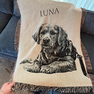 Woven memorial blanket for cat or dog lovers