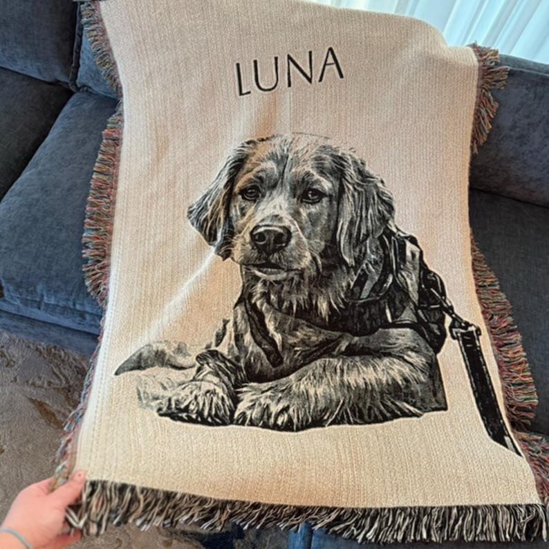 Woven memorial blanket for cat or dog lovers