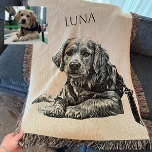 Dog photo blanket, unique gift for pet owner