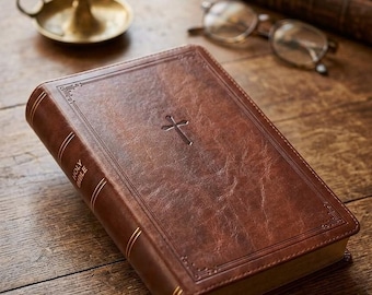 KJV Bible Large Print, Leather Bible King James Version, End-of-Verse Reference Bible,