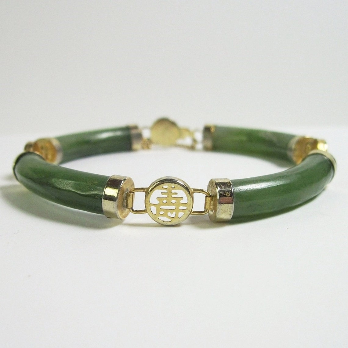 Vintage Jade Bracelet With Chinese Characters Chinoiserie | Etsy