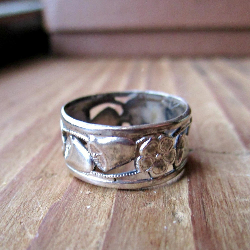 Vintage Uncas Art Deco Wedding Ring Band Sterling Silver