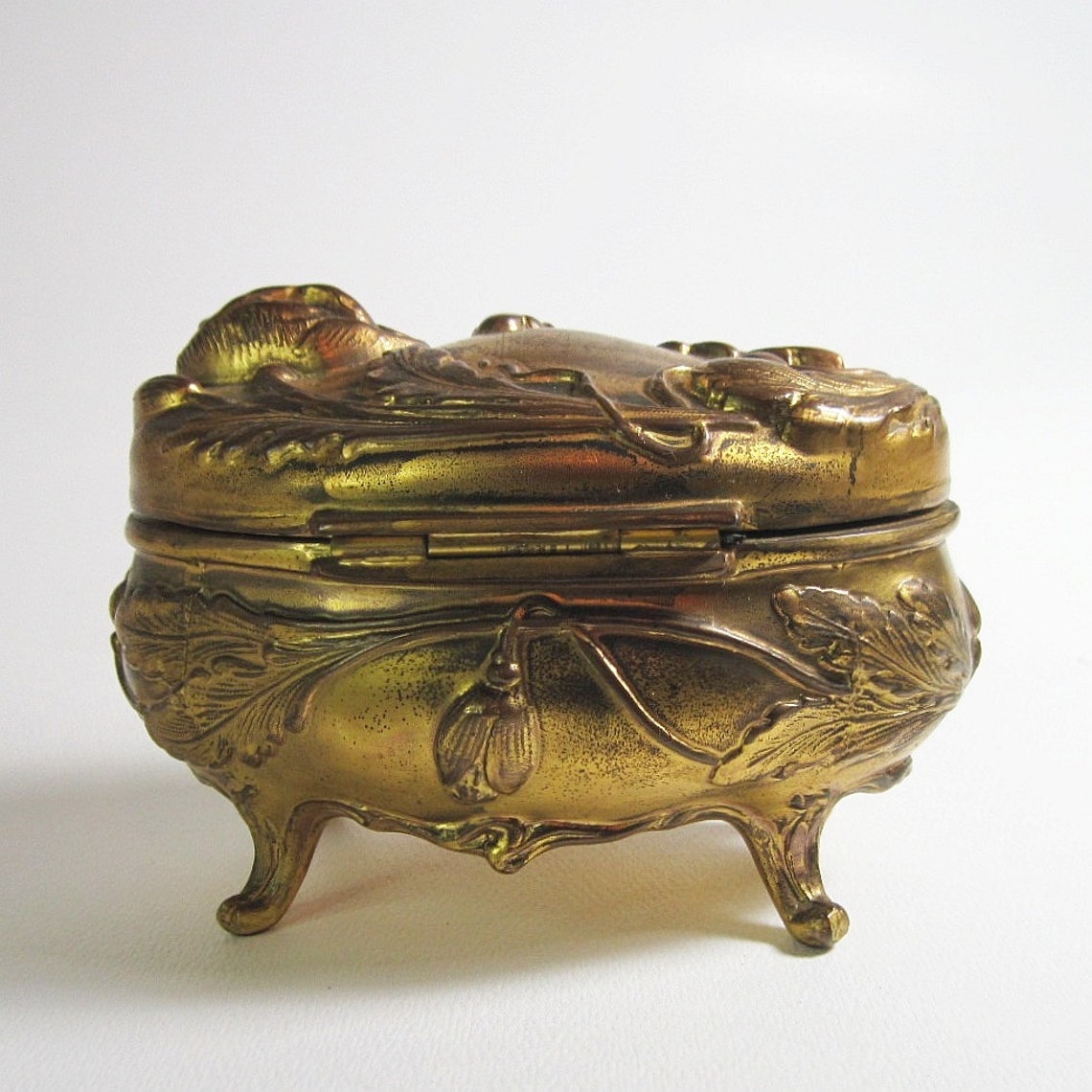 Art Nouveau Metal Jewelry Box Jewelry Casket Antique Etsy