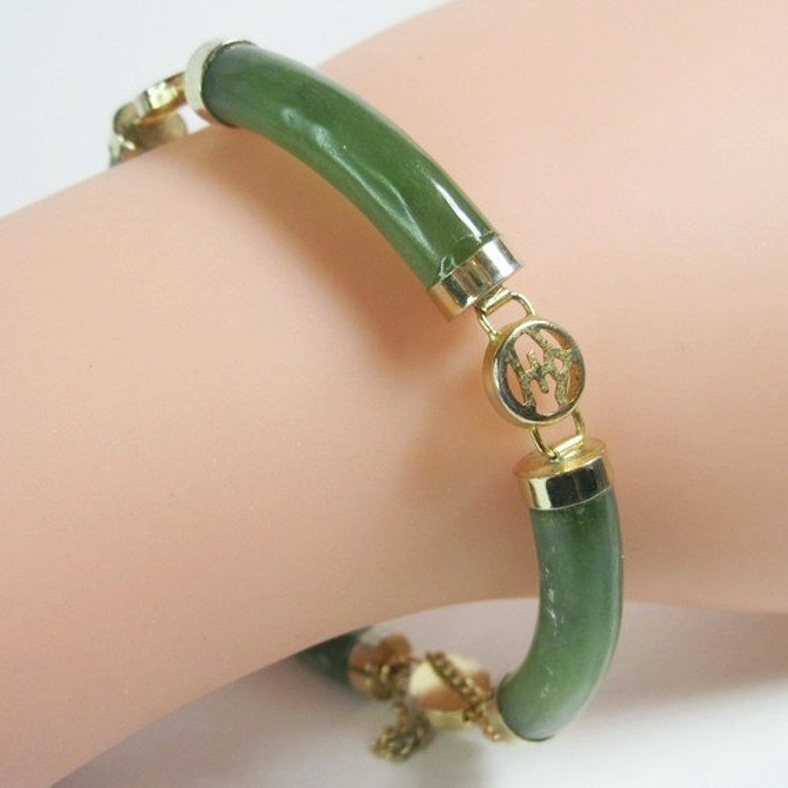Vintage Jade Bracelet With Chinese Characters Chinoiserie | Etsy