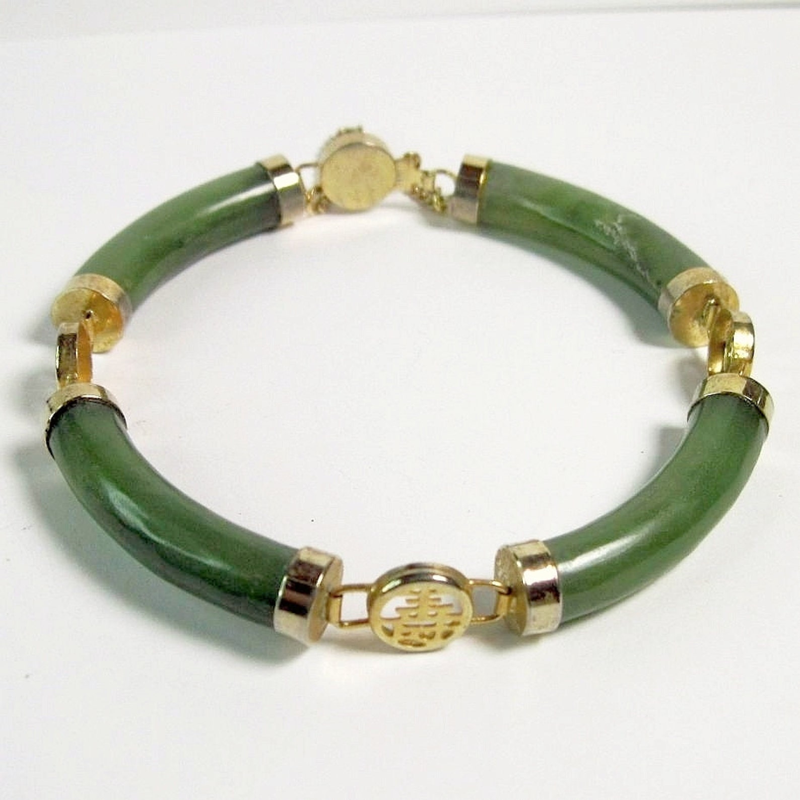 Vintage Jade Bracelet With Chinese Characters Chinoiserie | Etsy