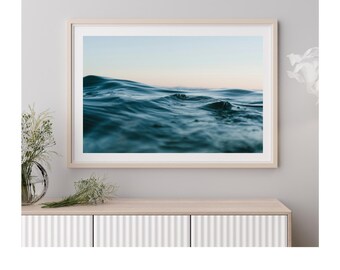 Framed Ocean Wave Photograph for Coastal Wall Decor