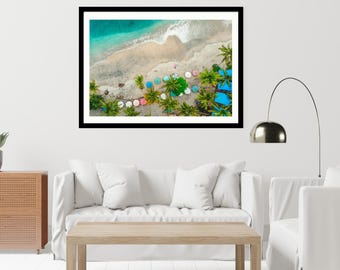 Framed Beach Side Photography of an Umbrella Palm Coast
