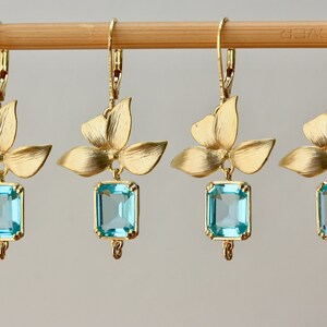 Blue Aqua Earrings, March Birthday, for Wedding, Bridal Earrings, for Made of Honor, Birthday Gift for Daughter, for Mom, for Wife, for Sis