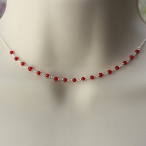 Red Necklace, Choker, Delicate, for Summer Outfit, Gift for Daughter, for Sister, for Niece, for Girlfriend, for Sister in Law, Bijoux
