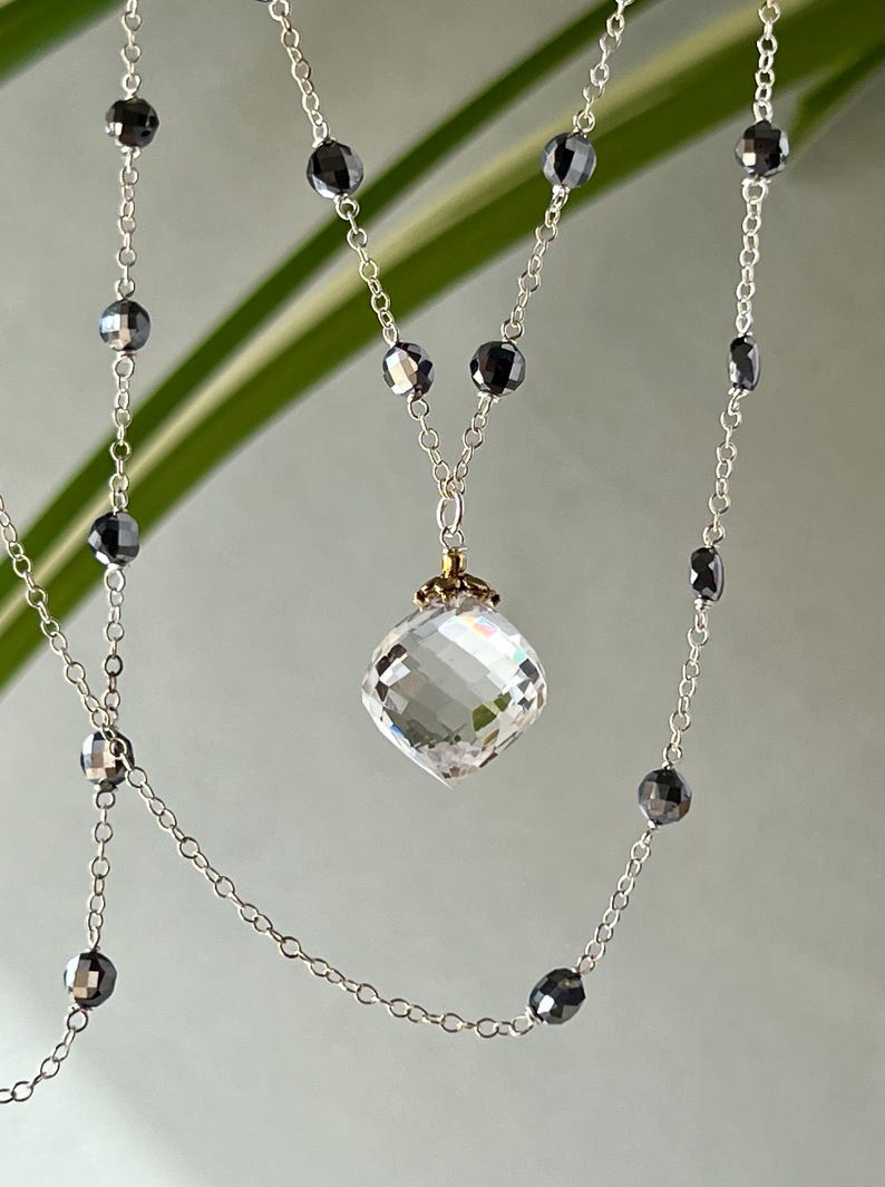 Himalayan Crystal, Hematite, Silver, Contemporary Jewelry, Thanksgiving