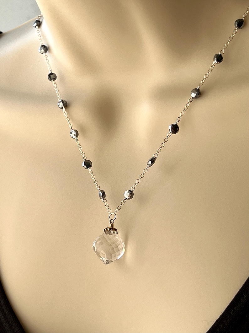 Himalayan Crystal, Hematite, Silver, Contemporary Jewelry, Thanksgiving