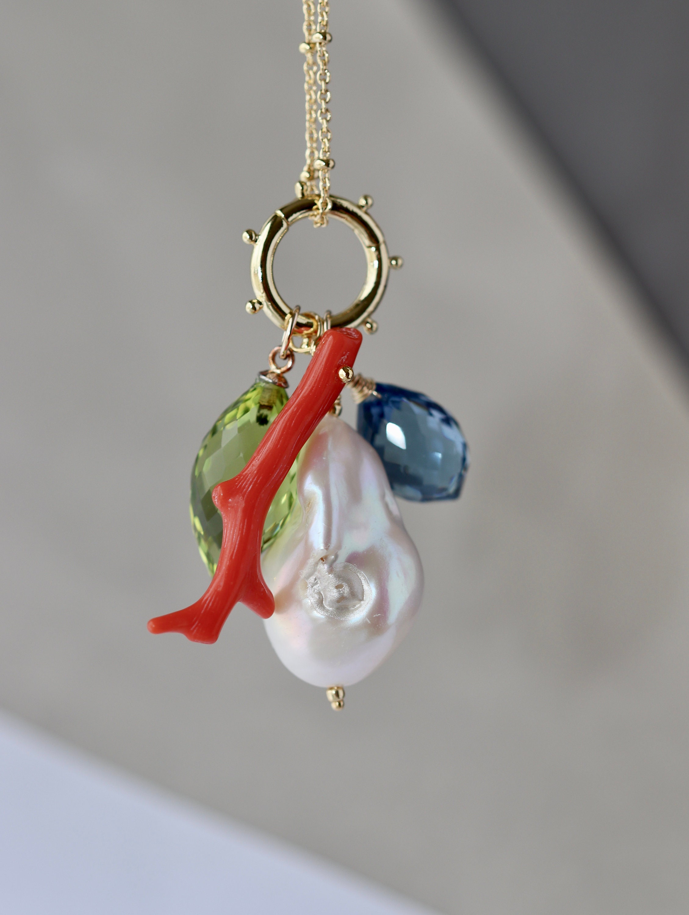 Pendentif Délicat En Argent 925 Avec Perle Baroque, Citrine Et Améthyste - Neuf Avec étiquettes