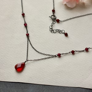 Red Garnet Y Dainty Delicate Necklace, Goth Jewelry, Minimalist, Vintage Retro style, Halloween, Gift for Daughter, Read THE Description image 6