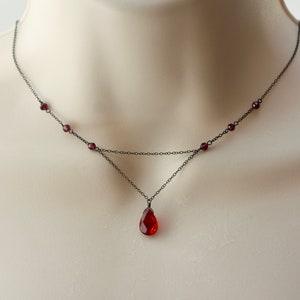 Red Garnet Y Dainty Delicate Necklace, Goth Jewelry, Minimalist, Vintage Retro style, Halloween, Gift for Daughter, Read THE Description image 5