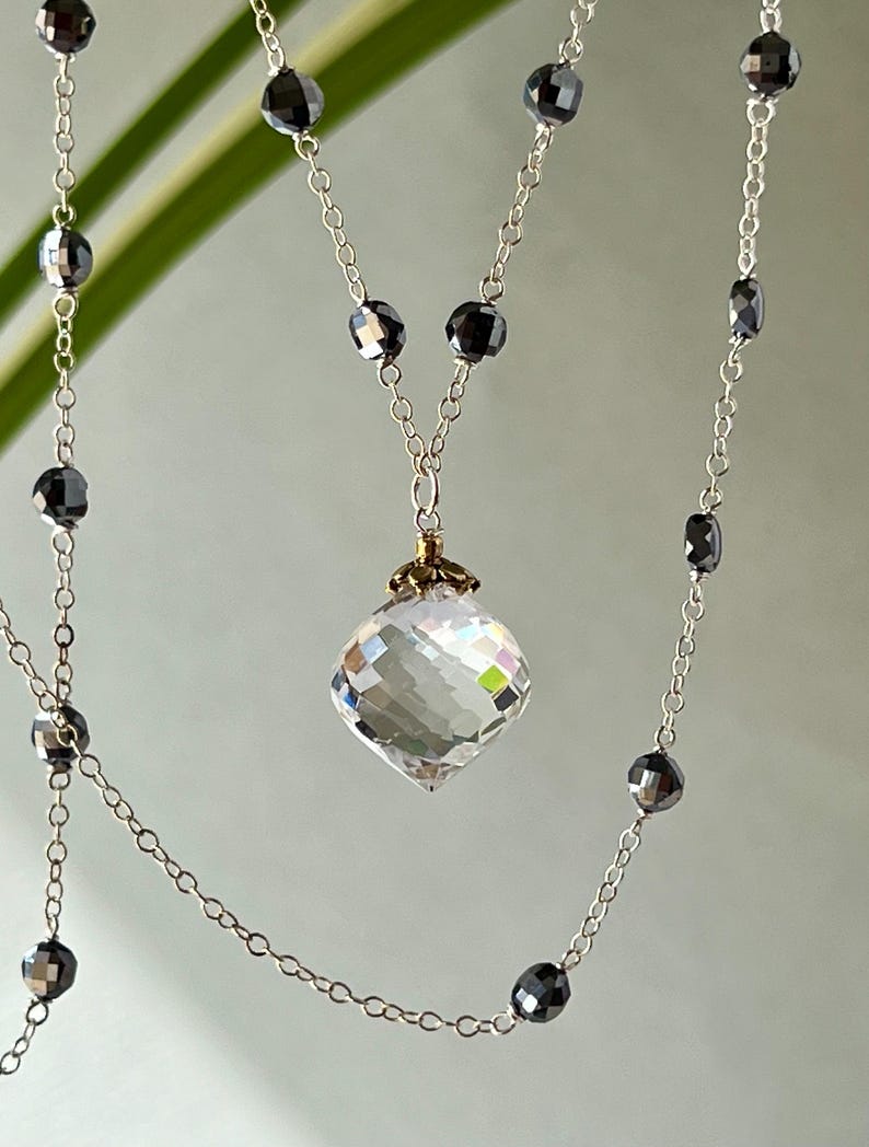 Himalayan Crystal, Hematite, Silver, Contemporary Jewelry, Thanksgiving