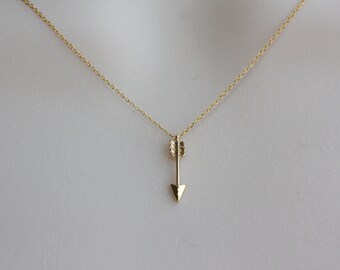 Tiny Arrow Dainty Necklace, Gold Plated, Minimalist, Modern Necklace, Birthday Gift for Wife, Silver Necklace, for Sister, for Layering