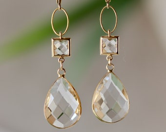 Clear Water Drops Earrings, Perfect for Weddings, Bridal Earrings, for Maid of Honor, Christmas Gift, Birthday Gift for Daughter, for Wife