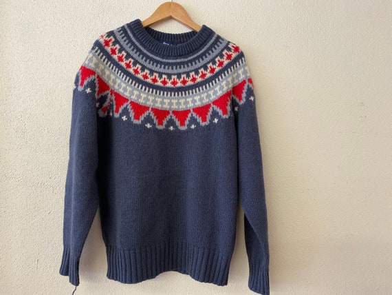 Nordic Sweater - Blue Red White and Gray XL