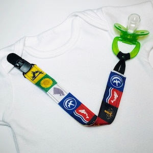 Dragon Thrones House Sigils Pacifier Clip - Binky Holder - Paci Leash - Toy Holder -