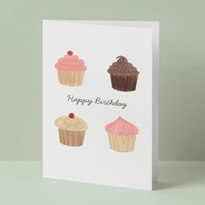 Carte d'anniversaire Cupcakes - simple