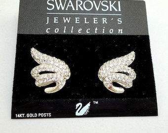 NOS Swarovski Wing Post Earrings - MOC